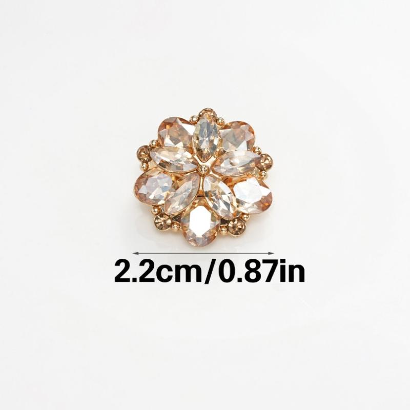 Crystal Flower Metal Alloy Buttons for Sewing DIY Decorative Button for Wool Coat Fur Coat Clothing Accessories