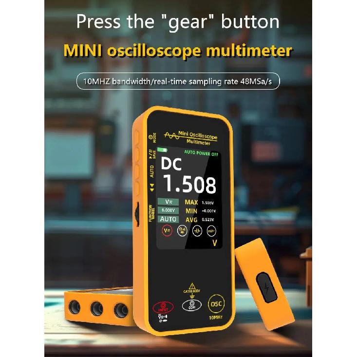 BSIDE OS1 Oscilloscope Multimeter 10MHz Bandwidth 2in1 Meter Auto Waveform Measurement 6000 Counts USB-C 1200mAh professional
