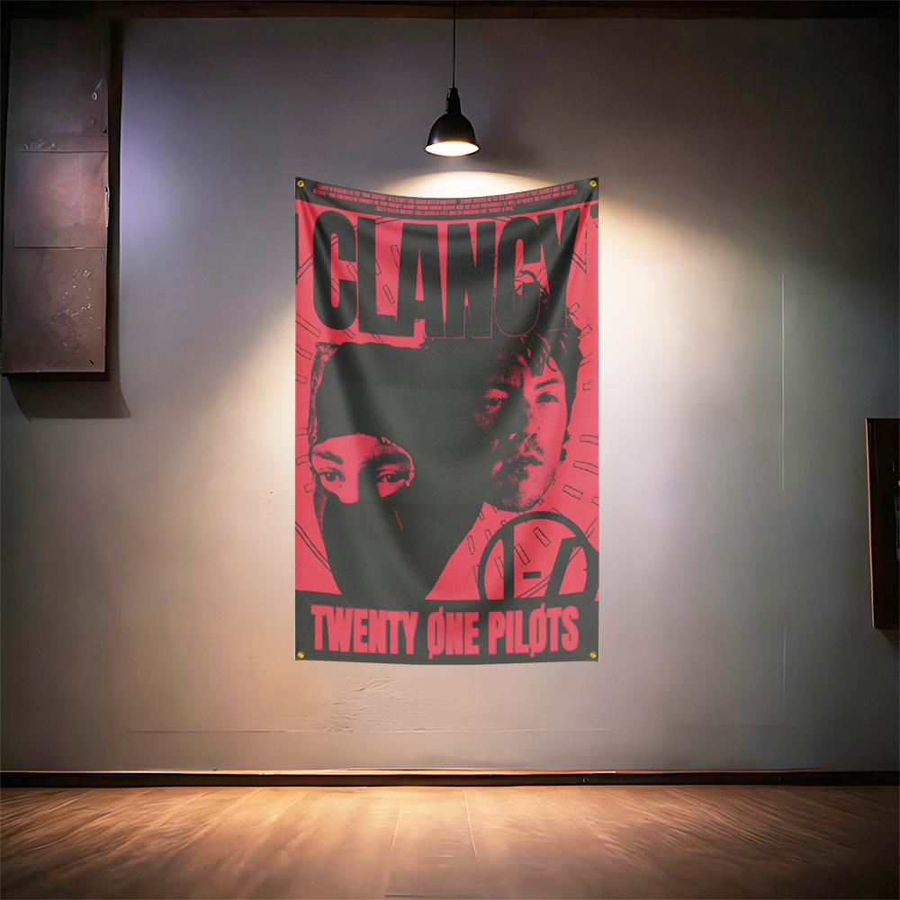 Rock Music Flag 3x5ft For Twenty One Pilots Fans Banner Hd Print Brass Grommet Garage Bedroom Living Room Dorm Wall Decor Tapest