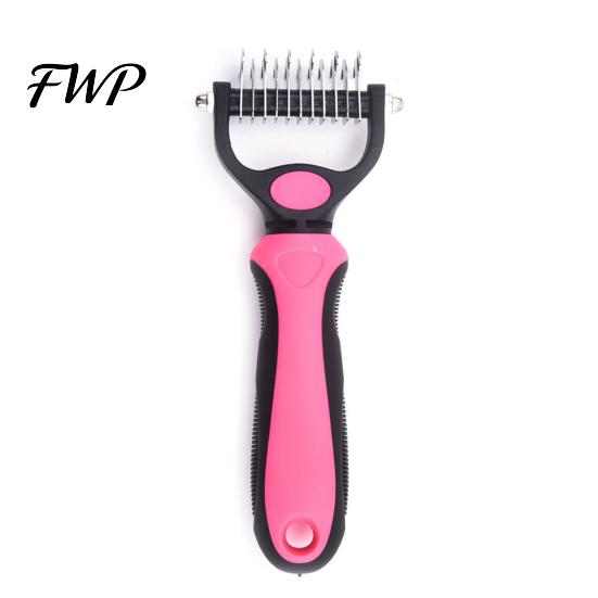 Dog Shedding Comb Pet Grooming Rake Double Sided Stainless Steel Blades Cat Deshedding Tool Undercoat for Dogs Cats Control Dematting Removal Brush