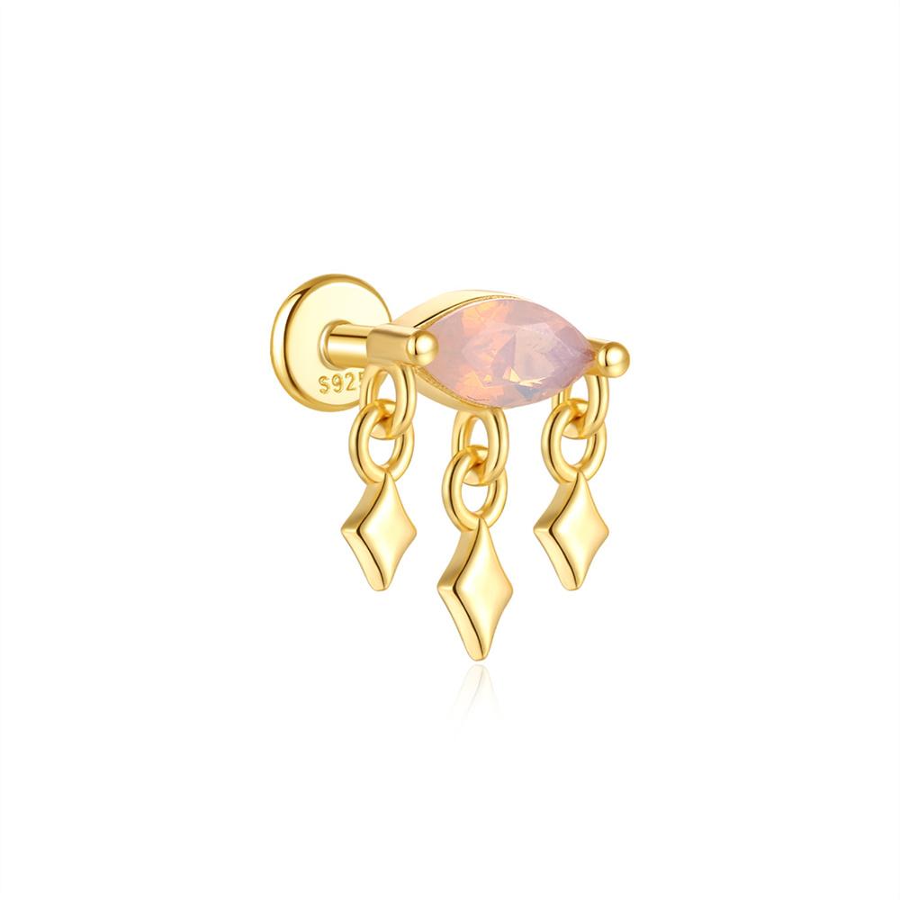 CANNER Pink Heart Shape Zircon Eight Pointed Star 925 Silver Stud Earring For Women Ins Tassel Flower Earring Gift