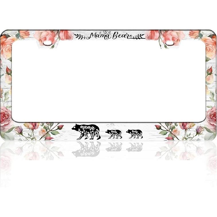 Beautiful Colorful Butterfly License Plate Frame Funny Watercolor License Plate Holder For Front Or Rear Car Tags Stainless Steel Car Decoration With