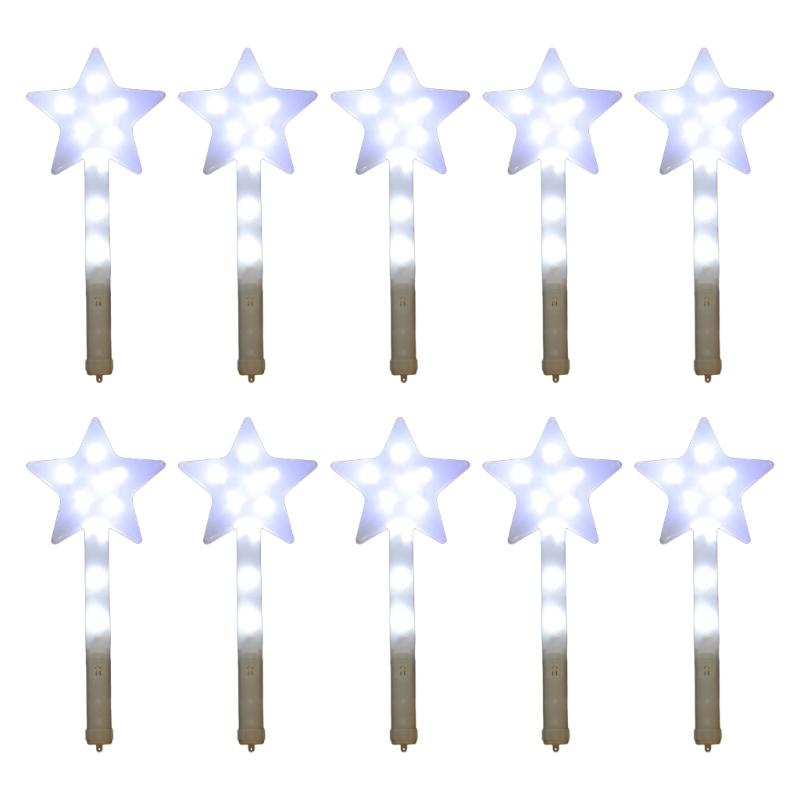 Светящаяся волшебная палочка Пятиконечная звезда Палочка Оптом для детей Взрослых Летняя игра на открытом воздухе Вечеринка Поставка Блошиный рынок 10 шт. белый