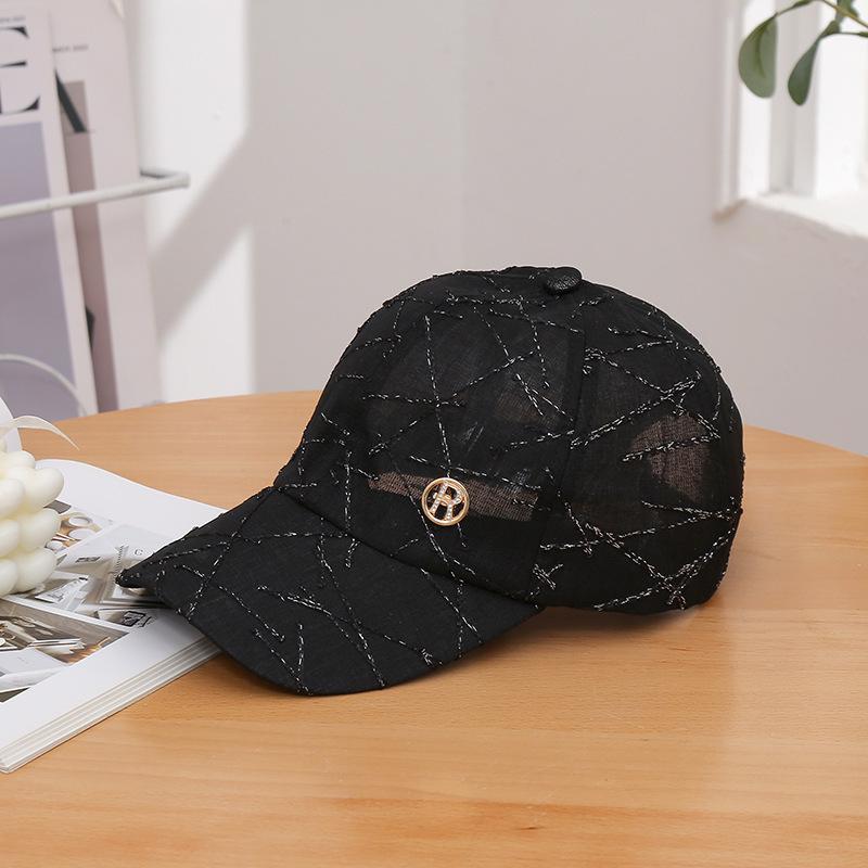 

Женская солнцезащитная шляпа в корейском стиле с буквой R - Модная, универсальная, дышащая бейсболка для более стройного лица. Adjustable чёрный