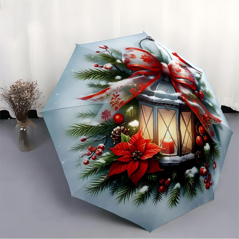 1pc Christmas, Lantern Automatic Folding Umbrella - 8-Rib Automatic Open/Close, Large Canopy Birthday Festival Gift yy251217160