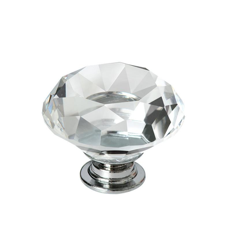 Gold Bottom 40mm Crystal Glass Drawer Knob Handle