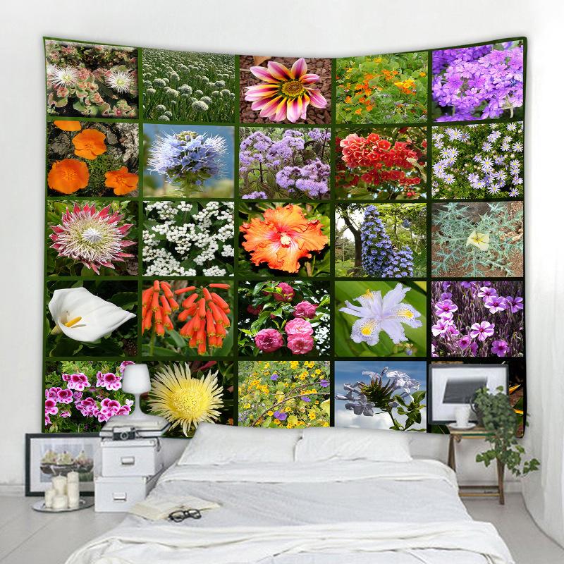 Lentebloemen Houten Hek Tapijt Natuur Roze Roos Planten Bloemenmuur Hangend Tuinraam Natuurlijk Landschap Doek Woondecoratie