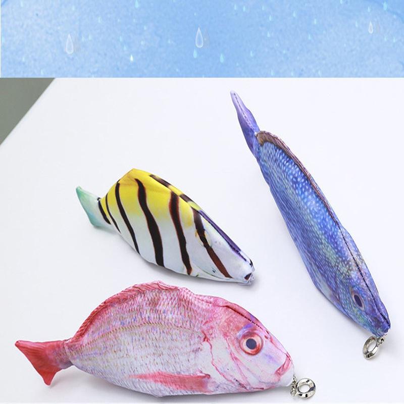 Creative Kawaii Korea Style Fish Shaped Pencils Case Bag Portable School Stationery Makeup Box
