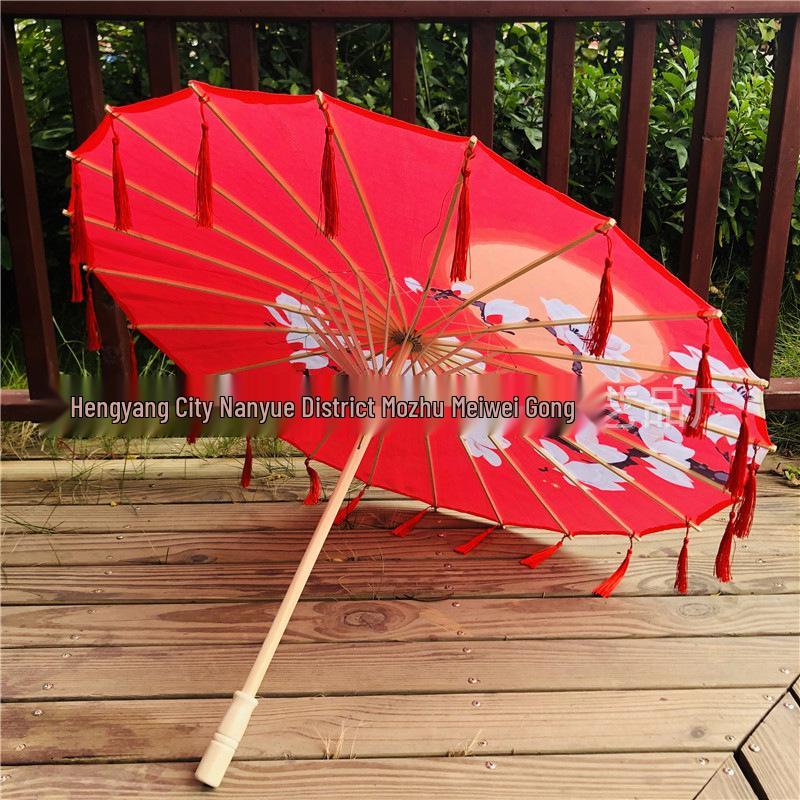 

Традиционный зонтик Ханфу с кисточками для женских костюмов и детских фотосессий 82cm - Without Bag - Half Open