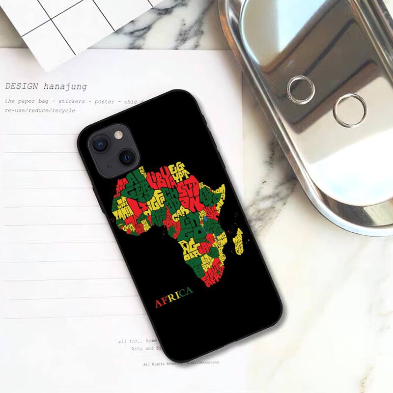 Africa Map Geogra Phone Case For iPhone 11 12 Mini 13 14 15 Pro XS Max X Plus SE XR Shell