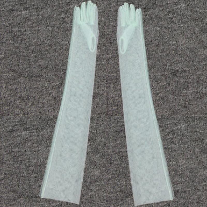 55CM 70CM Sexy Thin Hollow Transparent Long Gloves Solid Net Yarn Mesh Women Man Performance Party Elasticity Cosplay