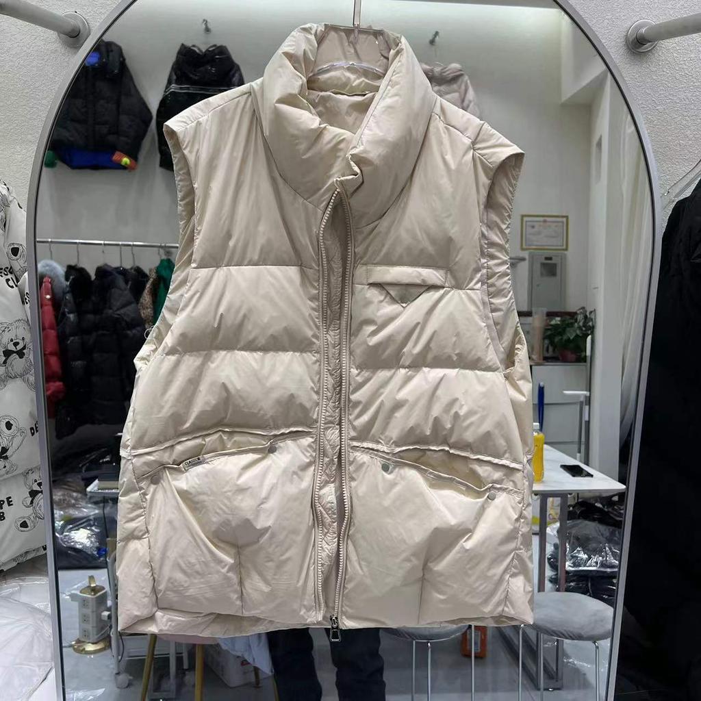 Down vest women's short new outer wear winter white duck down vest rivets trend stand-up collar vest thickened
