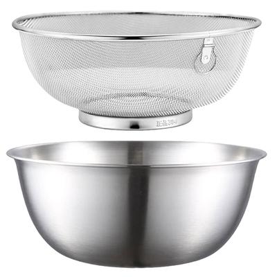 2 peças de aço inoxidável bacia de cozinha arroz lavagem artefato frutas rede filtro escorredor malha economia espaço