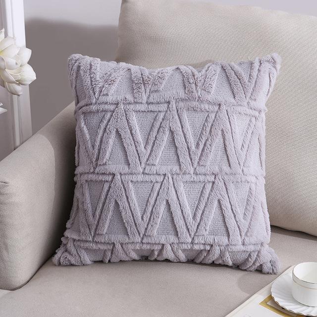 Latest 45x45cm Plush-touch Throw Pillow Covers Solid Color Square Bolster Wool Pillow Case For Sofa Bedroom Car Cusihion Cover Decorative