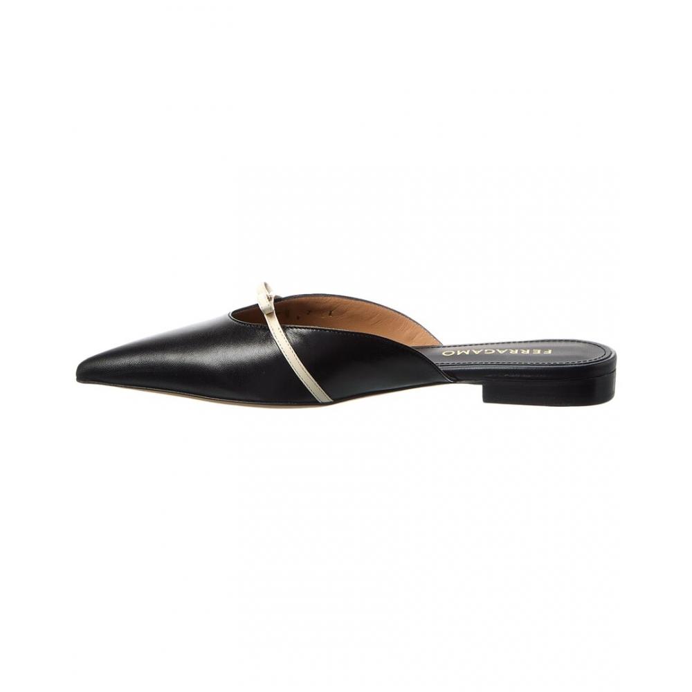 Salvatore Ferragamo Ferragamo Bow Mini Leather Mule Black