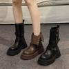 Retro Women's Shoes Maillard Brown Boots Platform Black Short Boots Women's 2025 New Autumn British Style Martin Boots