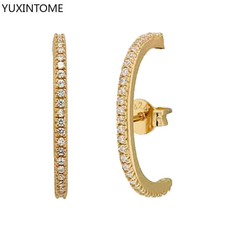 

925 Silver Needle Minimalist Crystal Stud Earrings for Women Piercing Earring Party Luxury Jewelry Fine Accessories