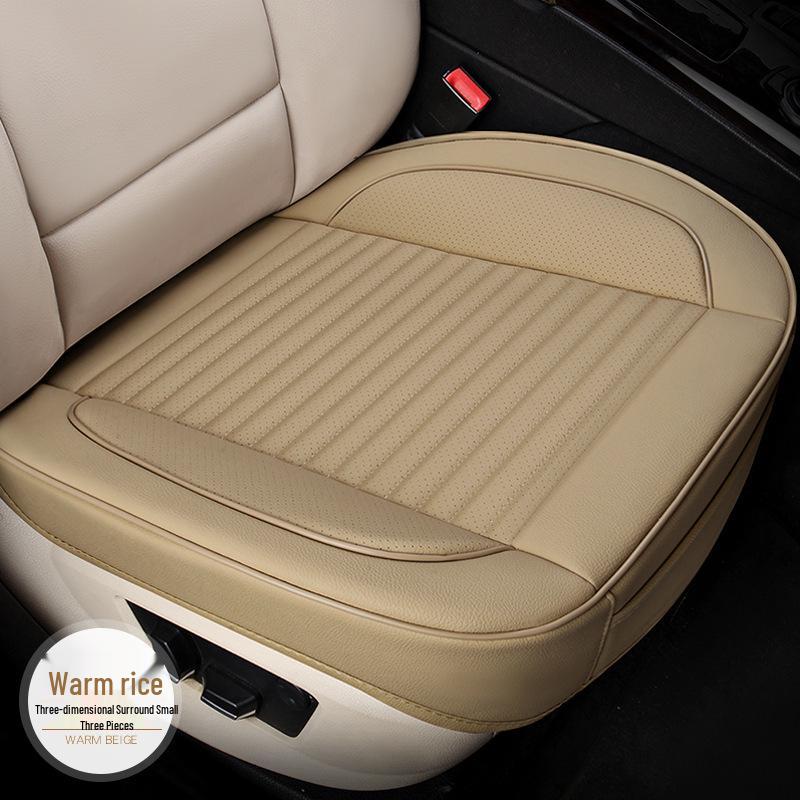 Universal Perforated Leather Car Seat Cushion, Breathable, All-Season, Full Surround, No Backrest, Single Piece