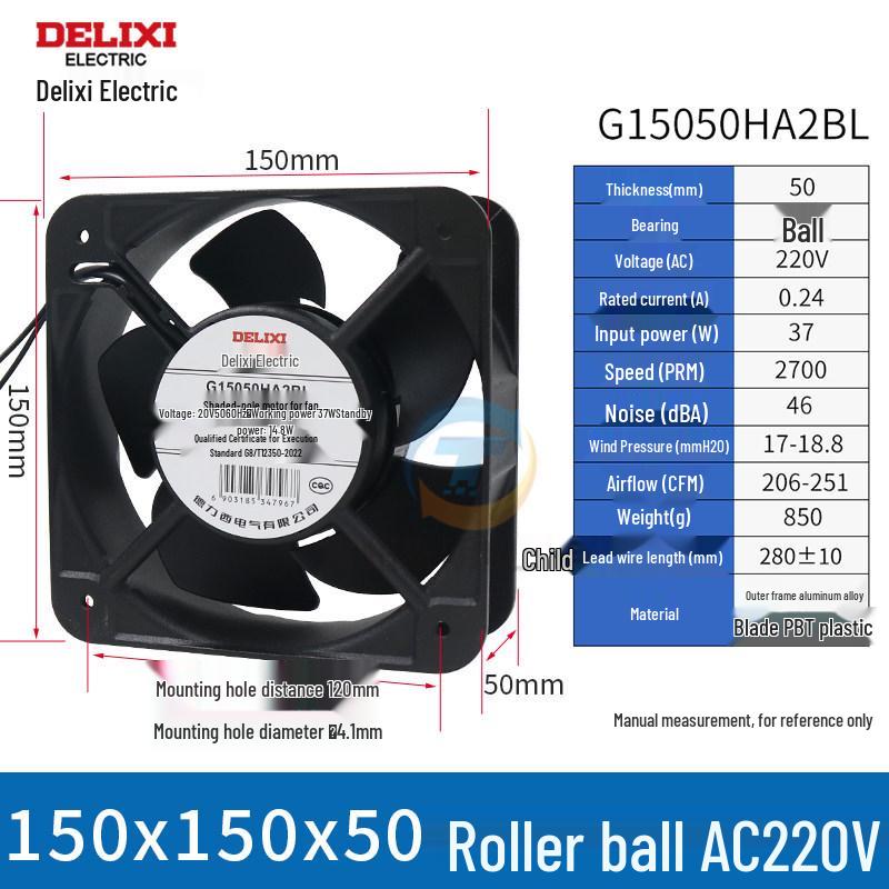 Delixi Axiallüfter 220V für Industrieschränke und Schweißmaschinen, 24V DC Kühlventilator.
