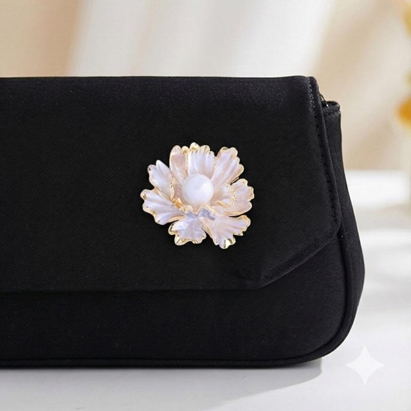 Peony Corsage Pin Brooch for Women Adorned with Rhinestones and Imitation Pearls Perfect for Wedding Party Office