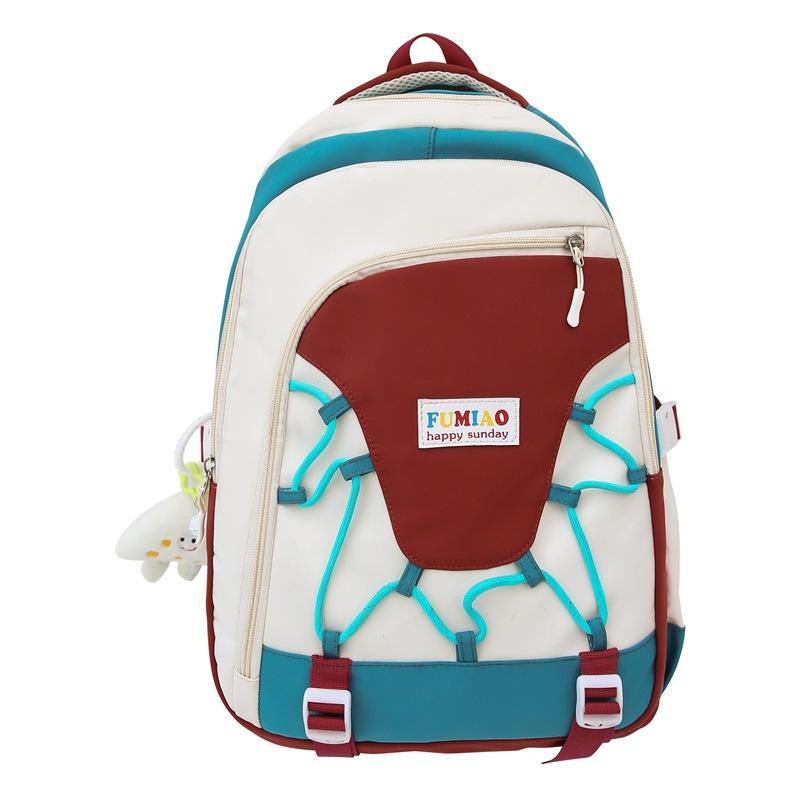 Schoolbag new schoolbag female ins Korean version contrasting color large-capacity backpack junior high school student travel computer backpack