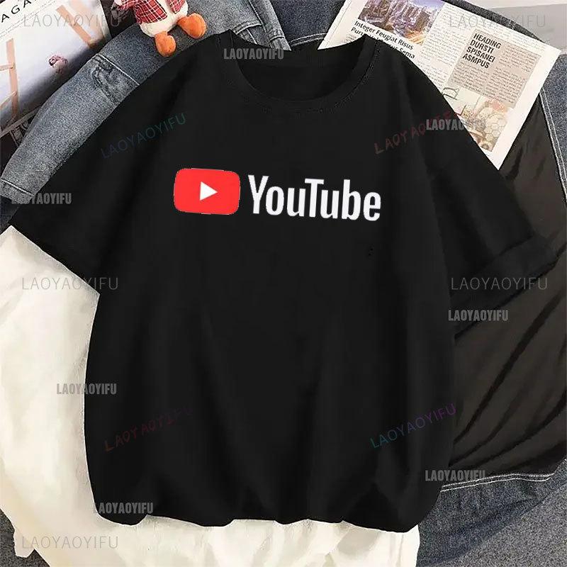 2024 YouTube Logo Trykk Dame T-skjorter Merke Modal Topper Casual Custom Herre Kortermet T-skjorter Harajuku Vintage T-skjorte