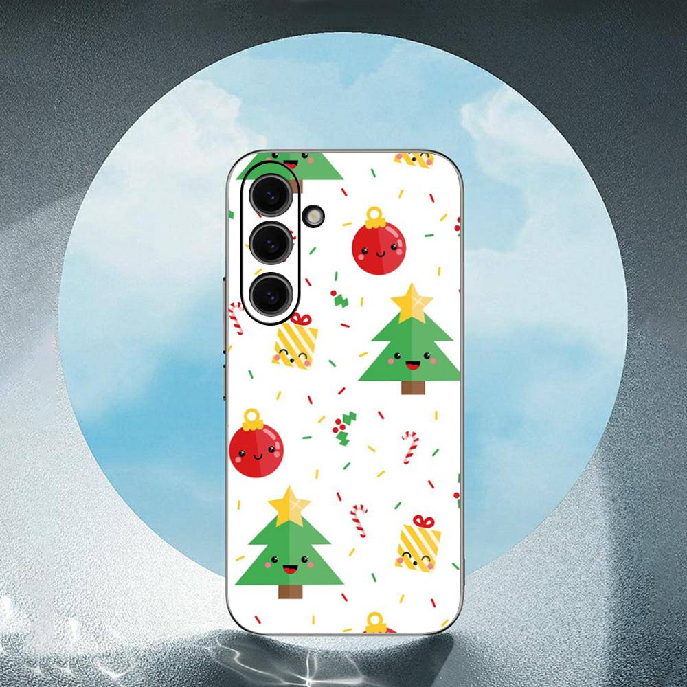 Candy Canes For Samsung Galaxy S25 S24 S23 Ultra S22 S21 Plus S20 Black Soft Silicone Protective Case