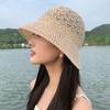 New Wide Brim Sun Hat Sunshade Hollow Sun Protection Hat Elegant Breathable Bucket Hat Women
