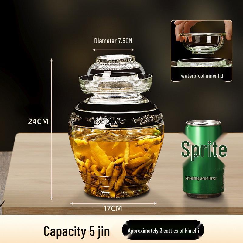 Sichuan Style Thick Glass Pickle Jar for Sauerkraut and Vegetables - Large Mouth, Sealed Container for Home Pickling
