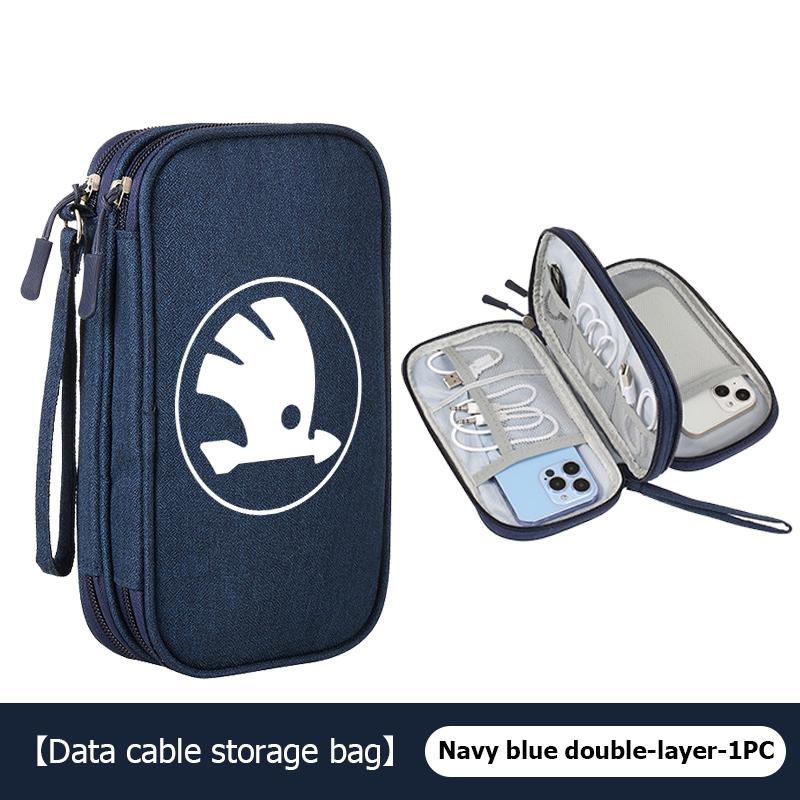 AAABR1 Travel Portable Digital Accessories Storage Bag Organizer For Skoda Kamiq Karoq Octavia 2 3 Rapid Scala Kami Fabia VII VRS