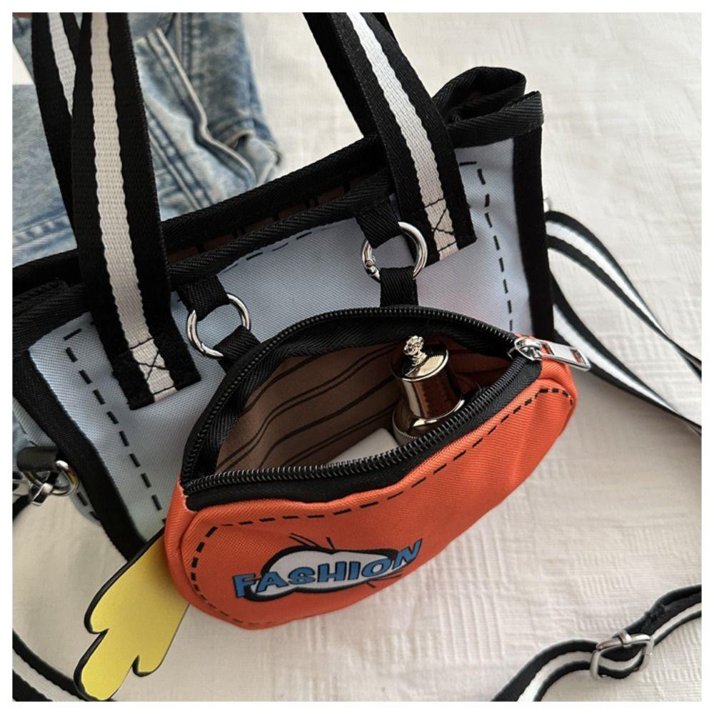 Detachable 2D Anime Tote Bag Canvas Cartoon Crossbody Bag Cute Comic Shoulder Bag  School