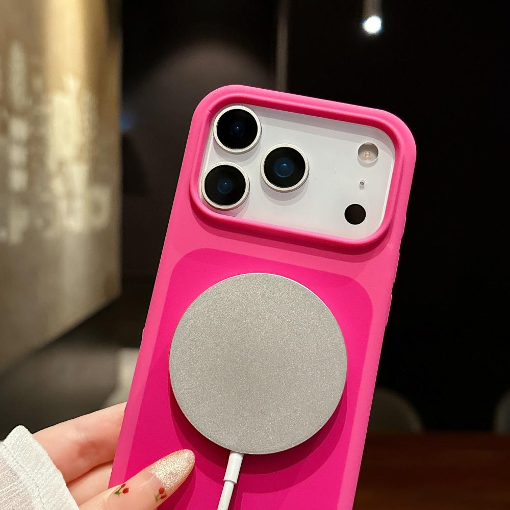 Liquid Silicone Smart Touch Button For Magsafe Case For iPhone 13 14 15 Plus 16 17 Pro Max Air Fluorescent Contrast Color Cover