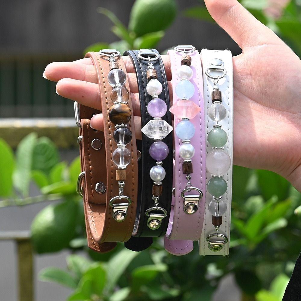 Crystal Stone Leather Pet Collar Adjustable Dog Collar Exquisite Cat Collar  Puppy