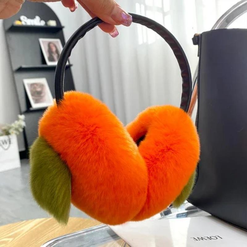 

Наушники из натурального меха кролика Рекс, зимние утеплители для ушей для женщин и девочек, симпатичные ушные вкладыши Persimmon
