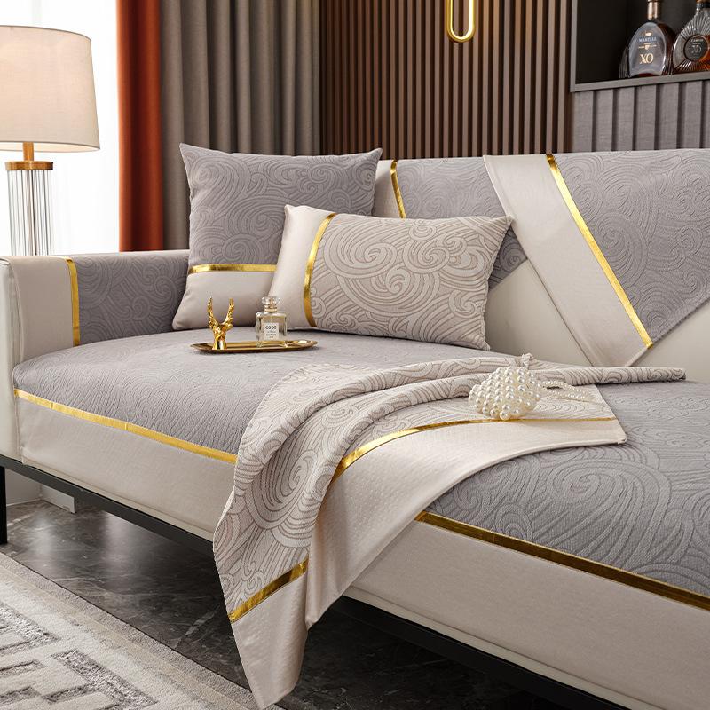Chenille Sofa Cushion Four Seasons Universal Simple Modern Non-Slip Leather Sofa Cover Light Luxury Solid Color Cushion