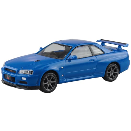 Aoshima Bunka Kyozai 1/32 Scale Rakupla Snap Kit No. 12-BB Nissan R34 Skyline GT-R Bayside Blue Pre-Colored Plastic Model Kit (Automobile)