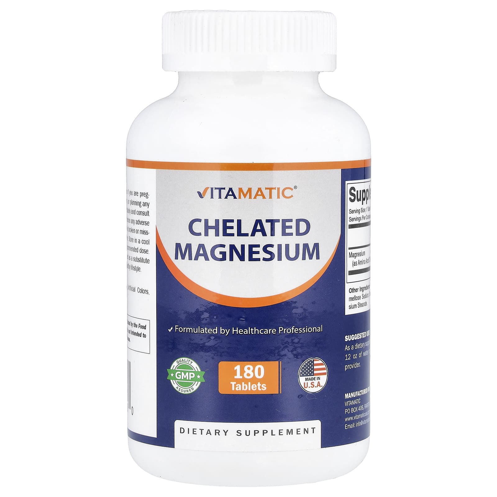 

Vitamatic, Chelated Magnesium, 180 Tablets (300mg per tablet)