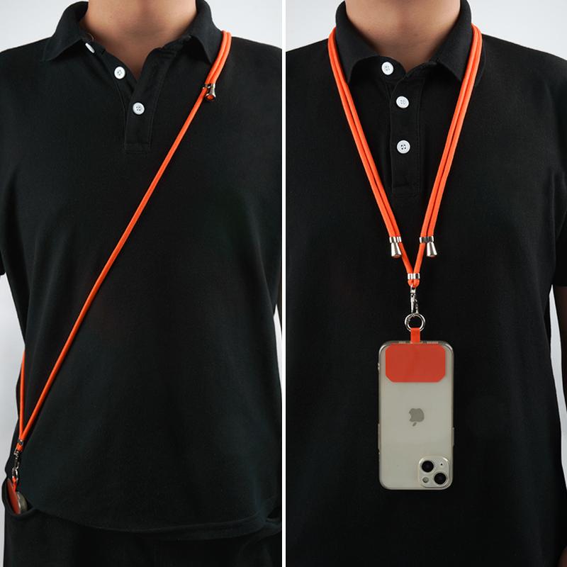 Blakc Crossbody Lanyard Necklace Strap Universal Mobile Phone Adjustment Long Hanging Rope with Clip Anti-Lost Lanyard