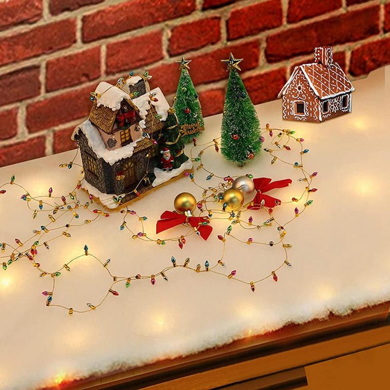 Christmas Snow Blanket With Led Light Christmas Village Snow Blanket With Lights Fake Mat Tablecloth Folding Spacious