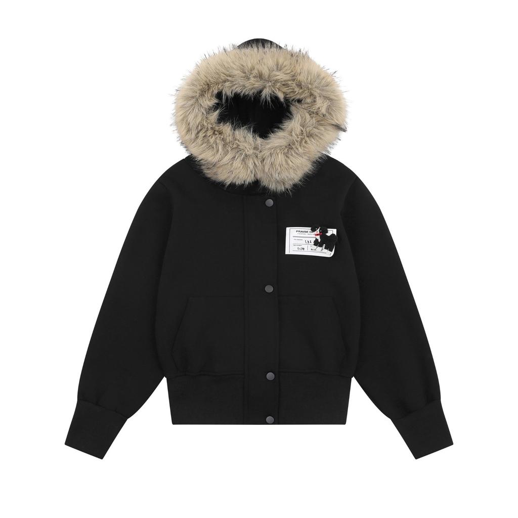 Neue Amerikanische Camouflage Abnehmbarer Pelzkragen Kapuzenjacke Damen Herbst und Winter Neuer Street Style Kurzer Mantel