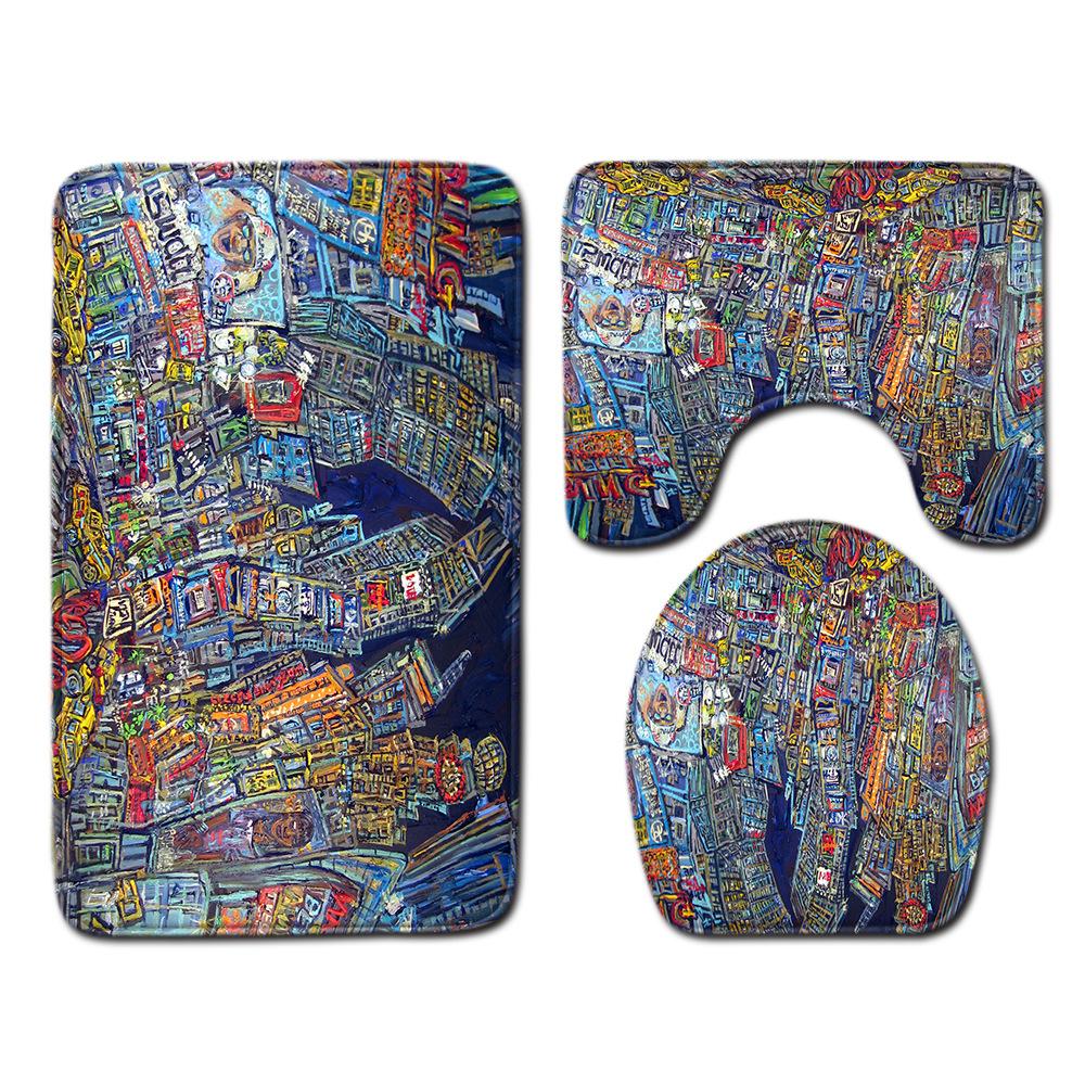 

Персонализированный расписной коврик для ванной, туалета, трехкомпонентный, напольный, придверный коврик, ковер для ванной комнаты теперь Three-piece set 45 * 75cm