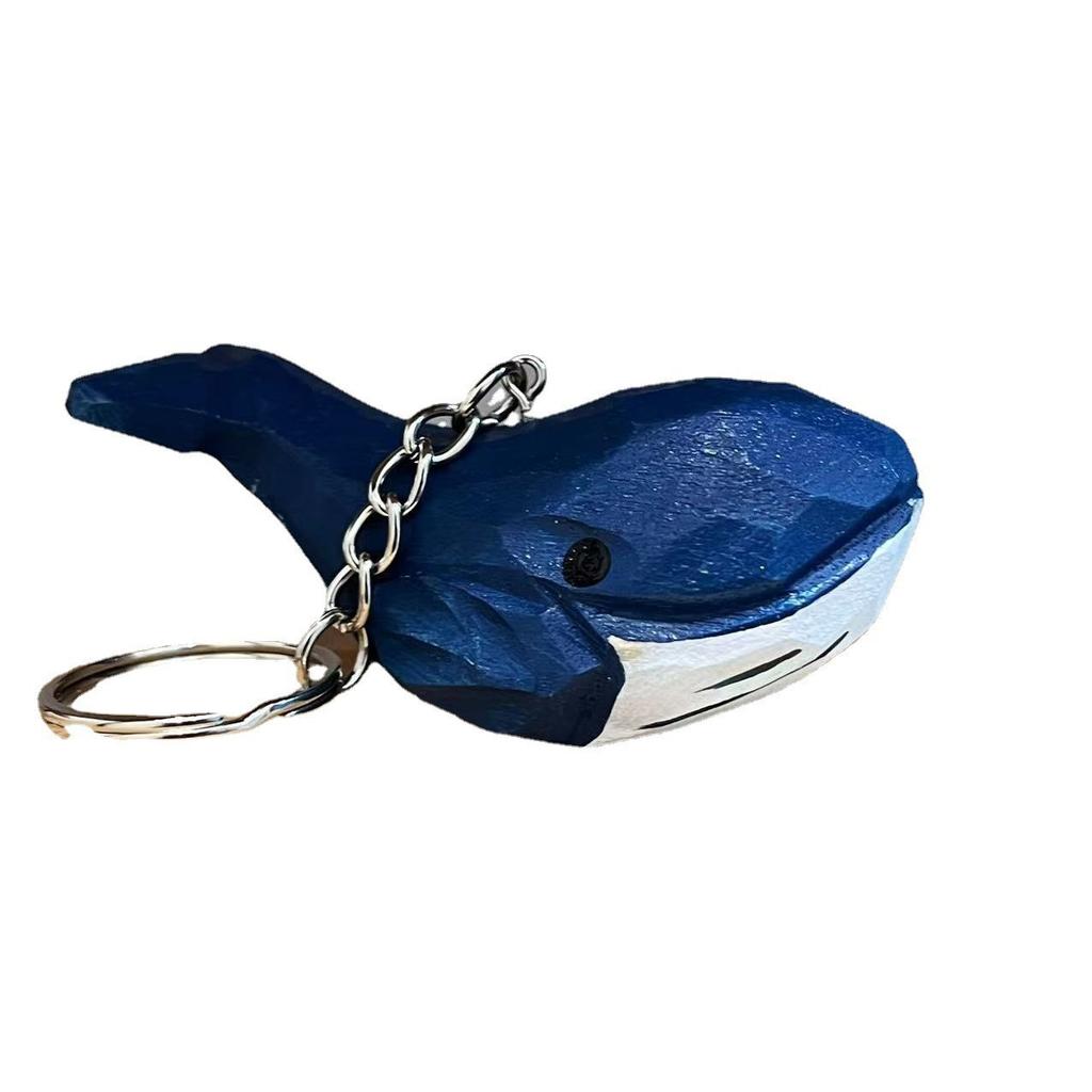 Cute Blue Whale Pendant Wood Carved Mini Hand Carved Colored Birthday Holiday Gift