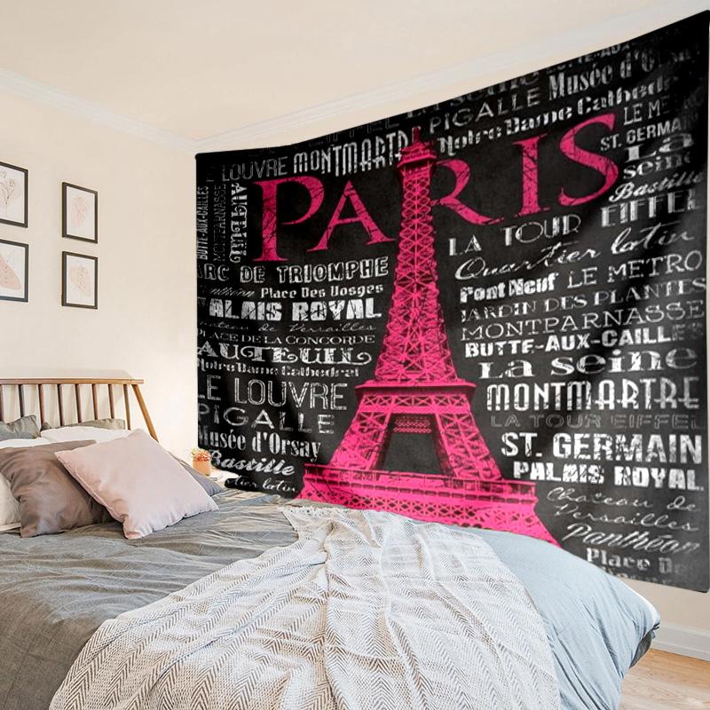 Parisian Eiffel Tower Romance Tapestry Room Decoration Wall Hanging for Living Room Bedroom, dormitory, Birthday and Christmas gifts