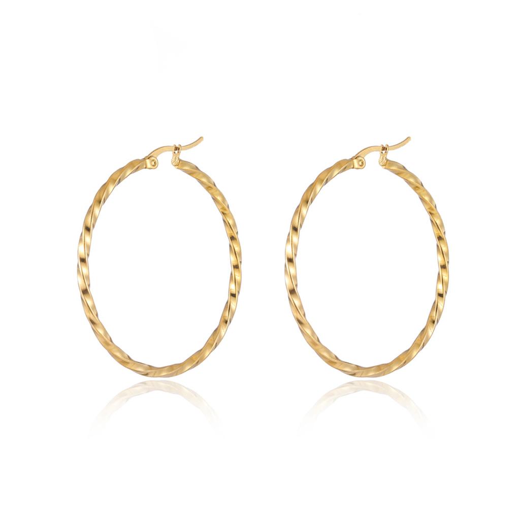 1 Pair Stainless Steel Smooth Big Circle Creole Hoop Earrings For Women Gold Color Party Ear Jewelry Brincos 2024 Hoops Gifts