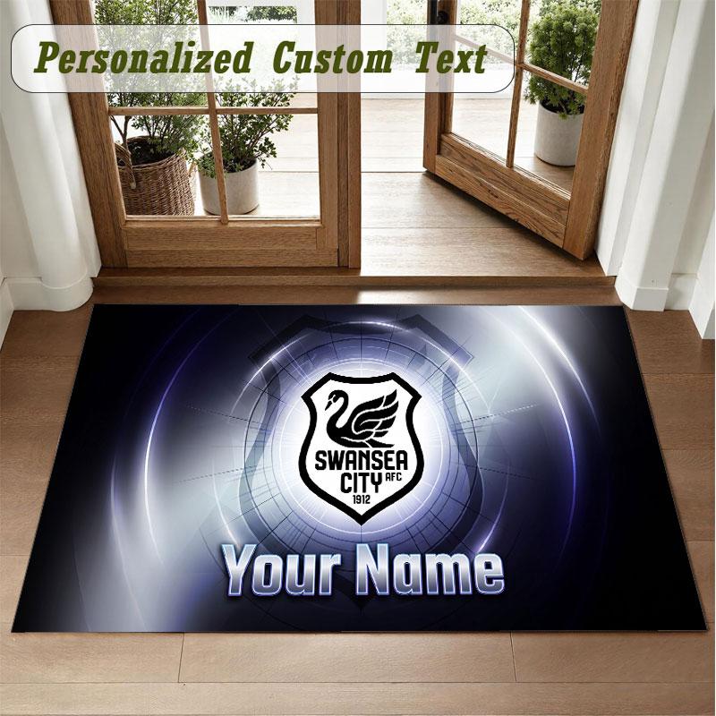 Crystal Velvet Square Rug Custom NameSwansea City FC Pattern Non Slip Home Floor Decor Rug