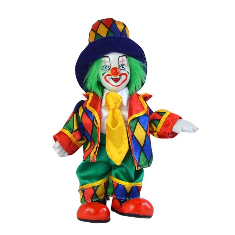 Porcelain Clown Figurine Doll Circus Entertainer Sculpture With Colorful Costume Great For Home Office Shelf Display