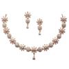 Women's Rhodium Plated Silver Toned White American Diamond Studded Necklace With Earring Jewellery Set