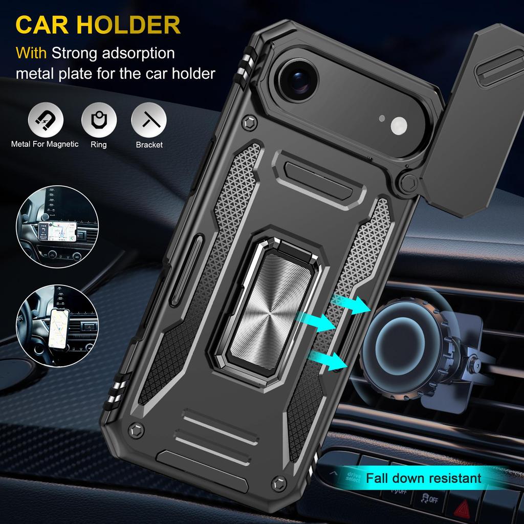 Slide Camera Cover with Phone Case for iPhone 17 Air Magnetic Car Mount Shockproof Rugged Protective Cover