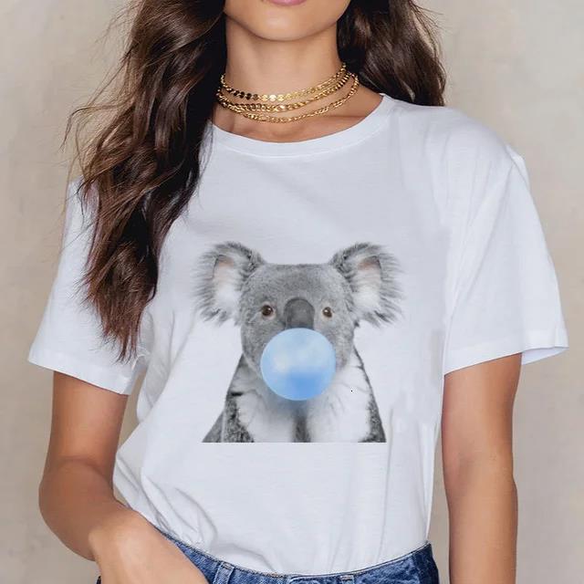 Damen Cartoon Kawaii Tier Koala Druck Damen T-Shirt Harajuku Ropa Mujer Grafik Große Größen T-Shirt Lässig Streetwear T-Shirts