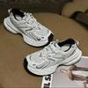 Silver Sneakers Women Increasing Height Thick Bottom Spring Autumn New Leather Shoes Mixed Color Casual Popular Sneakers Luxury